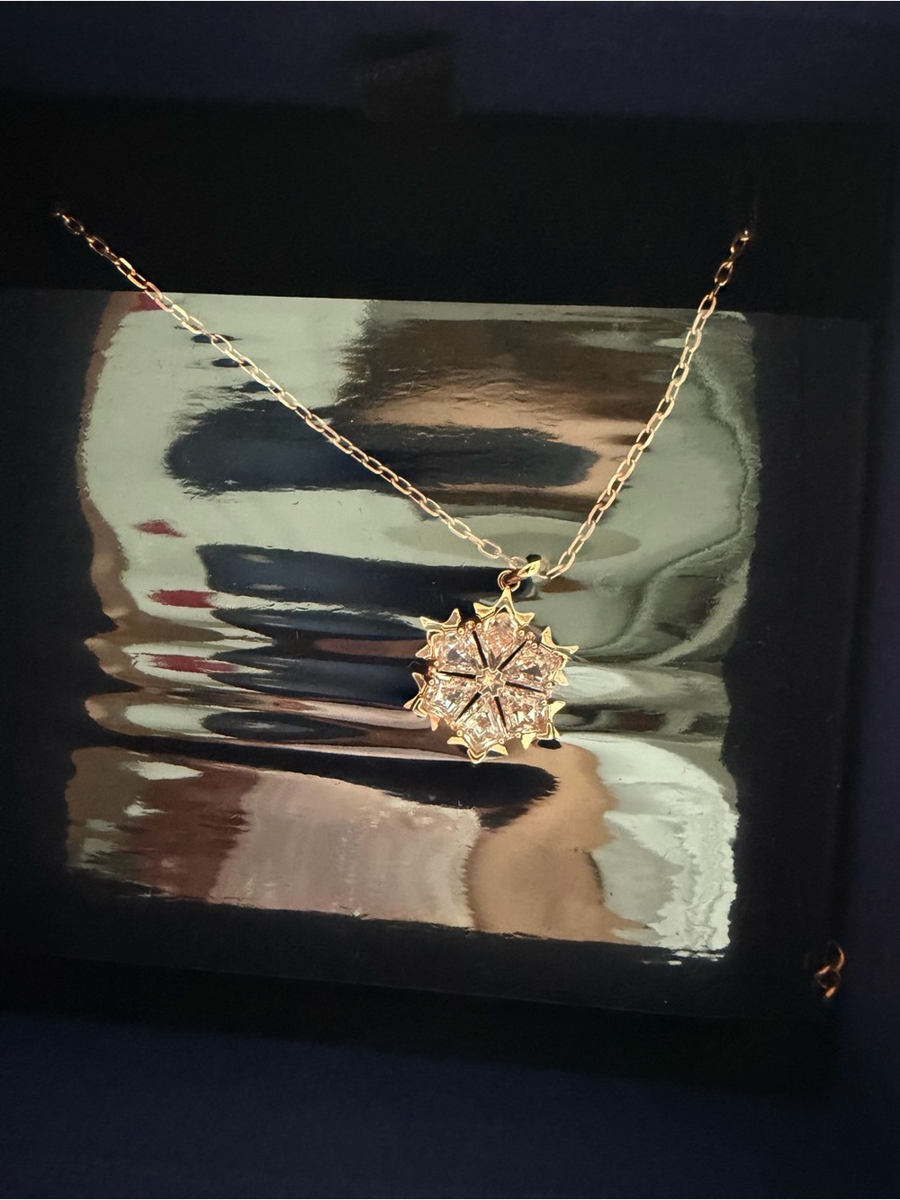 Swarovski Rose Gold Crystal Starburst Pendant Necklace - Picture 7 of 10